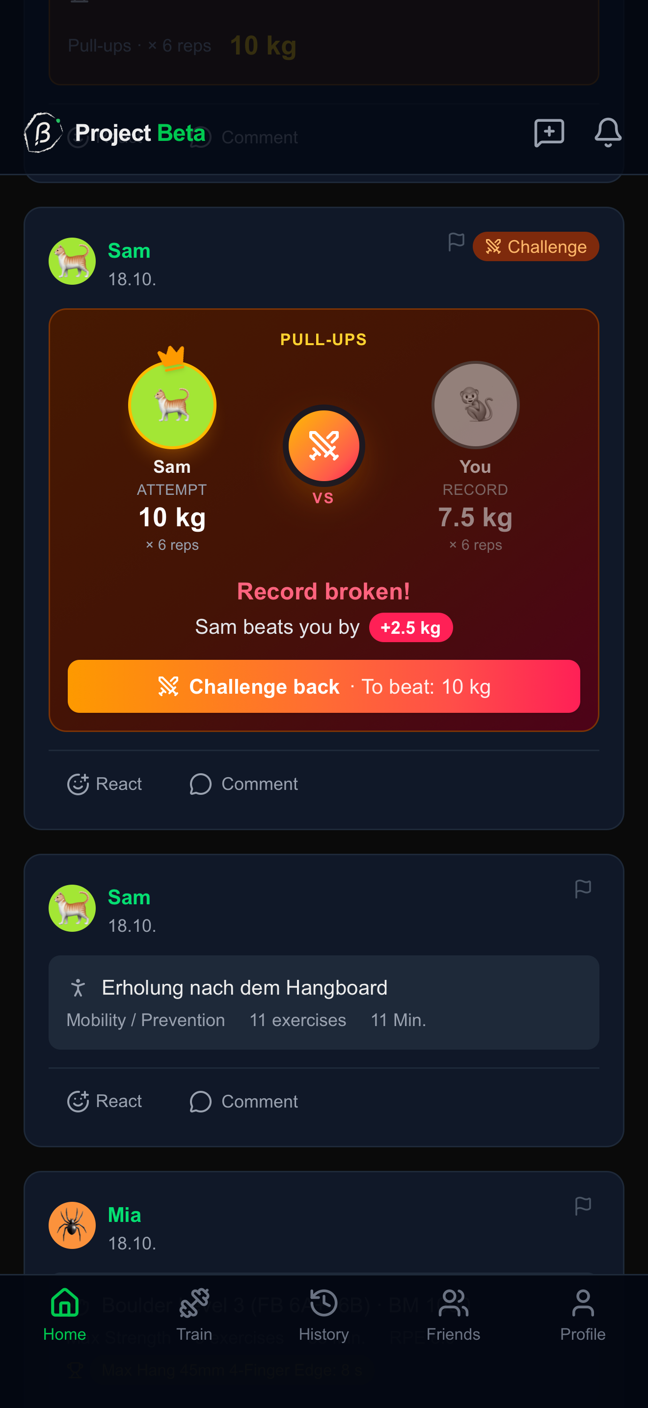 Project Beta: pull-up duel between two friends with a broken record